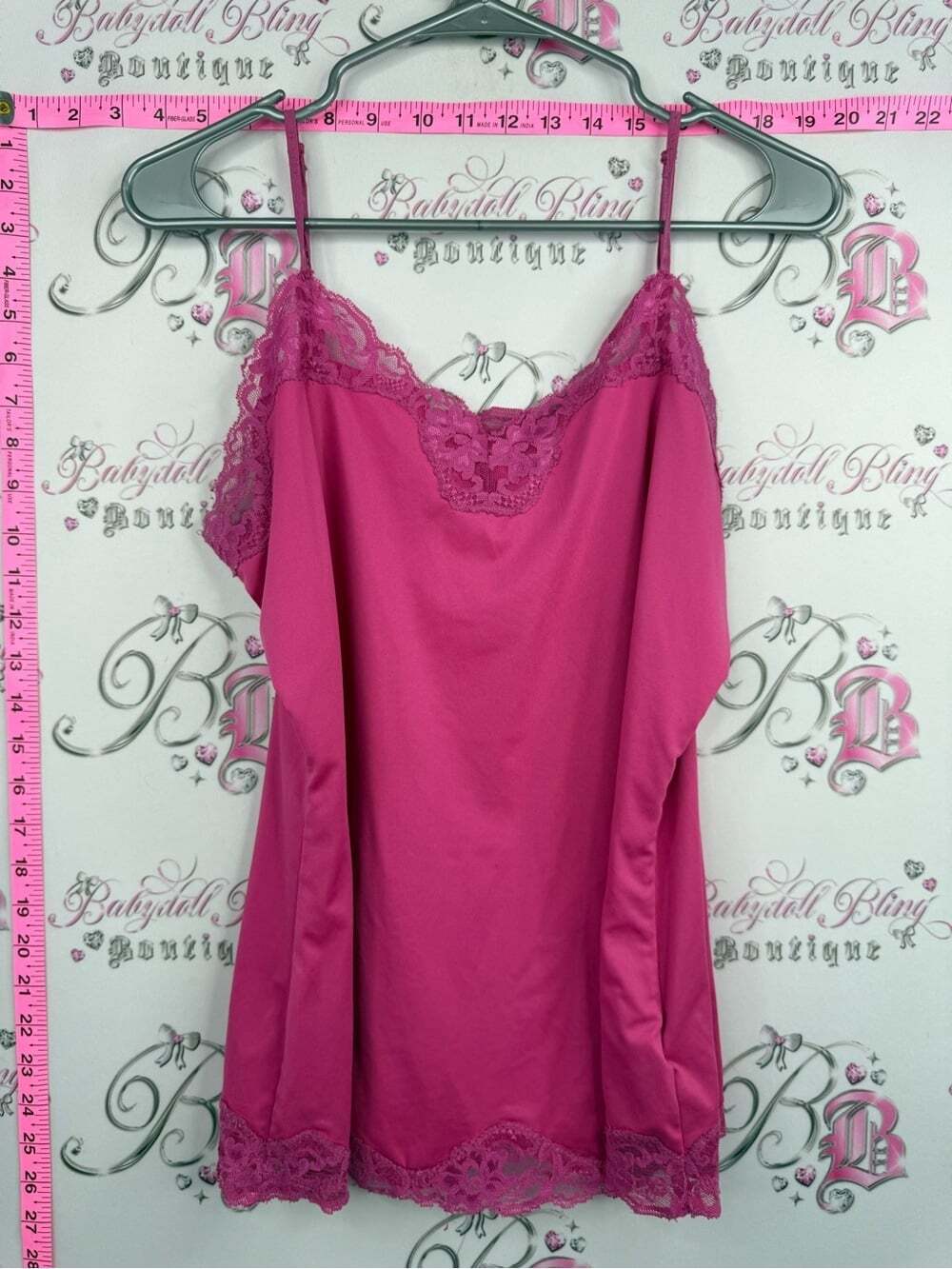 Ricki's tank top shirt cami Hot Pink Lace-Trim Slip Camisole